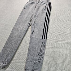 Adidas Sweatpants Mens‎ Small Gray Track Pockets Logo Tapered Basketball Cuffed
